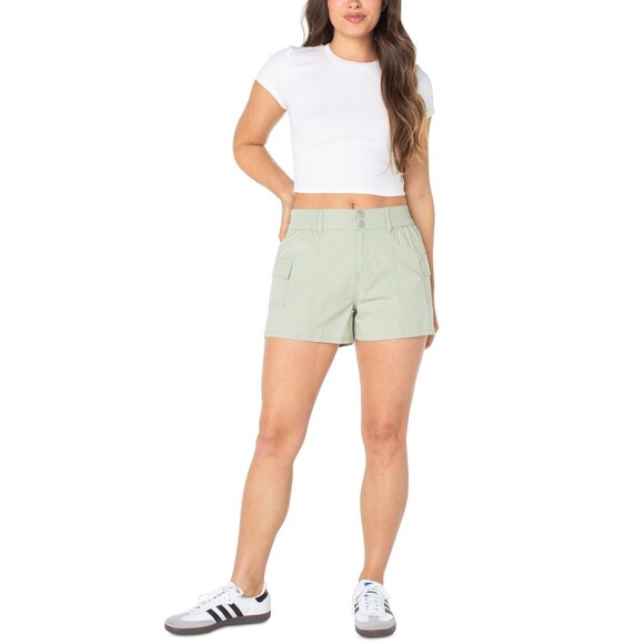 Celebrity Pink Juniors' Mid-Rise Smocked-Waist Cargo Shorts - Sage, XL - Picture 1 of 4